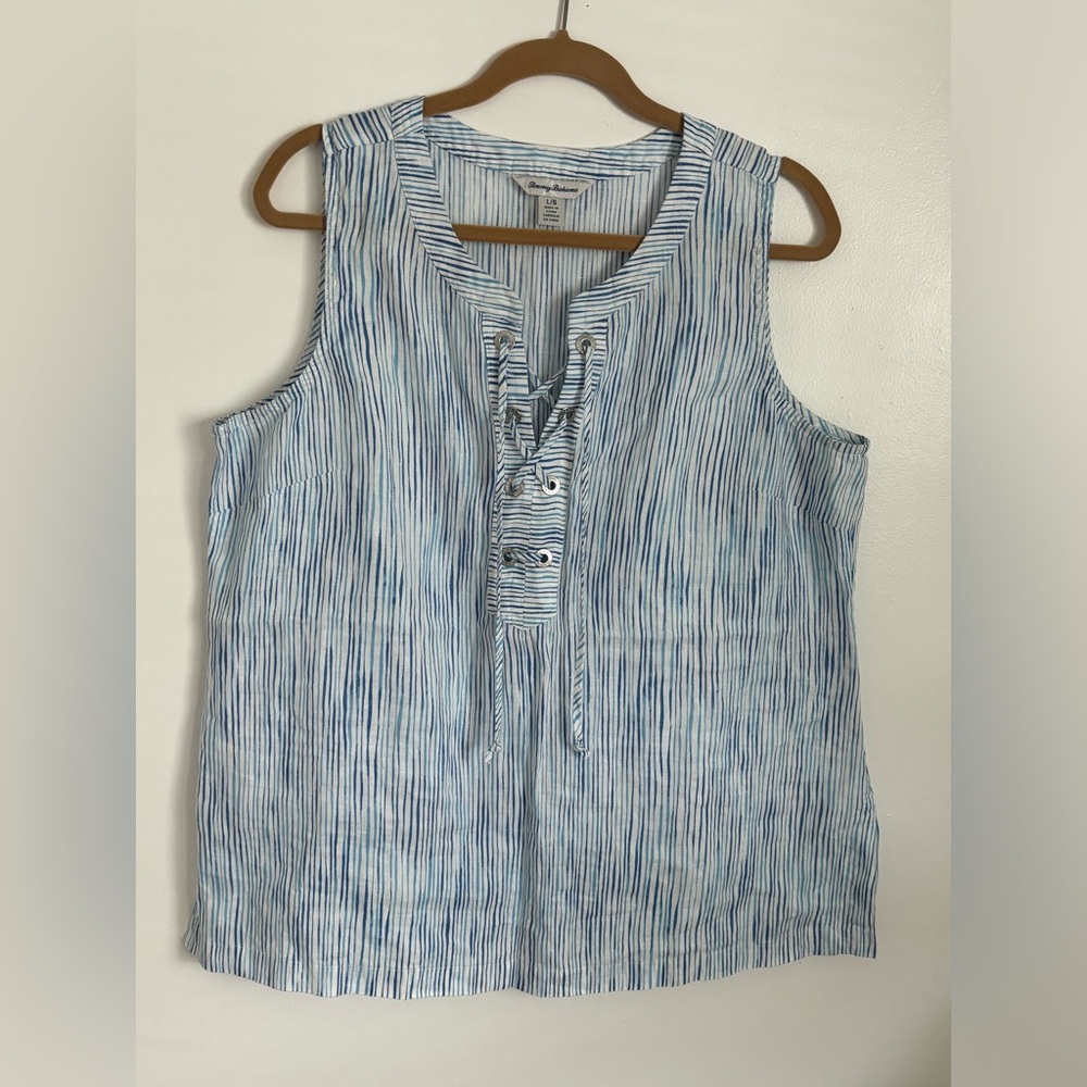 Tommy Bahama NWT womens lace up linen tank 22” pit to pit, 28” length